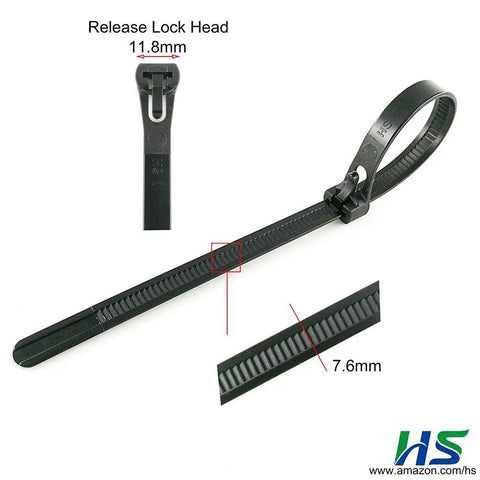 Reusable Zip Ties Assorted 6 Inch 8 Inch 10 Inch Pack Of 200 Nylon Cable Ties Releasable With 50 Lbs Tensile Strength UV Resistant
