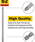 30 Pack 1/4 Inch Hex Shank Magnetic Screwdriver Bits Set, 6 Inch Long Bits, Heavy Duty S2 Steel with Phillips and Torx Tips