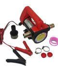Self Priming Transfer Pump That Sucks Liquids Fast So You Can Drain Or Fill Any Tank Without The Hassle While Powering Bidirectional Fluid Flow For Cars And Trucks At 50 Liters Per Minute with connectors and clamps.
