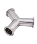 Y-shaped stainless steel tri-clamp pipe fitting, three-way, 1.5 in OD