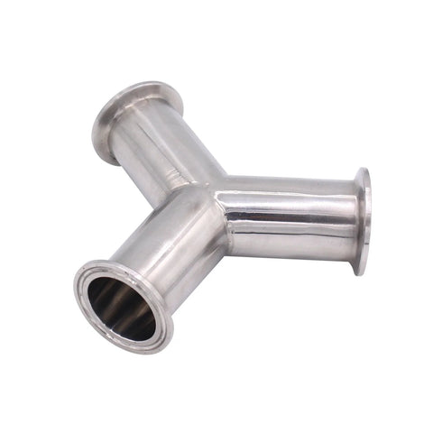 Y-shaped stainless steel tri-clamp pipe fitting, three-way, 1.5 in OD