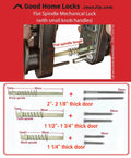 Mechanical Keyless Combination Latch Door Lock With Flat Spindle Double Sided Keypads For Gates Fences And Windows No Battery Or Power Needed Bump Key Proof Oil Rubbed Bronze Finish Not A Deadbolt, showing spindle sizes.