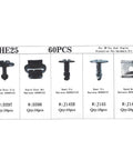 60 Piece Engine Undertray Clips Kit For Audi And VW, showing metal and plastic clips, dowel pins, and speed nut for car protection