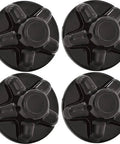Set Of Four Black Trailer Hub Covers For Five Lug Nuts On A 4.5 Inch Bolt Circle, 13/16 Inch Lug Nuts, Quick Trim ABS Plastic