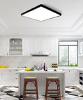 Two Pack 12 Inch 24W Flush Mount LED Ceiling Light Square Black 5000K Daylight in modern kitchen setup