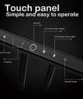 Touch panel controls for Led Piano Light For Upright Pianos With Ambient Mood Lighting, Eye Care Mode, showing dimming and color options.