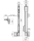 Straight Up Tough Top Pull Pool Safety Gate Latch With Audible Alarm Feature Keeps Kiddos Secure While Giving Homeowners Zero Hassle Installation And Weatherproof Year Round Guarding Black dimensions illustration.