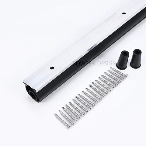 Close-up of Heavy Duty U O Ring Garage Door Bottom Seal Weatherstrip Kit With Aluminum Track Retainer, 10 ft length with screws