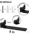 Beefy 0.2 Inch Thick Solid Steel L Shelf Brackets, Black Rustic Wall Mounts for 8 Inch Floating Shelves size details description.