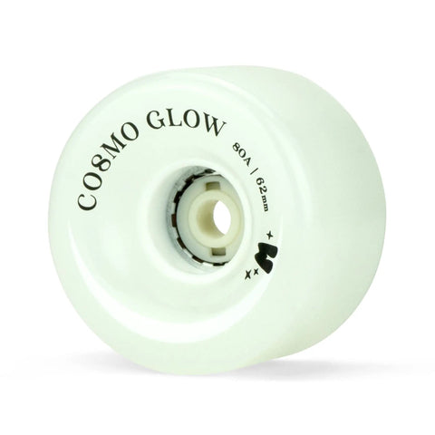 Single Cosmo Glow LED Outdoor Roller Skate Wheel 62mm By 32mm White Rain Glow With Bright Light Up Illumination For Outdoor Skating