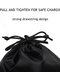 Tough As Nails EV Charger Plug Cover showing strong black drawstring design for secure charging protection.