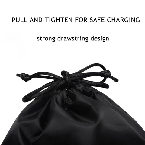 Tough As Nails EV Charger Plug Cover showing strong black drawstring design for secure charging protection.