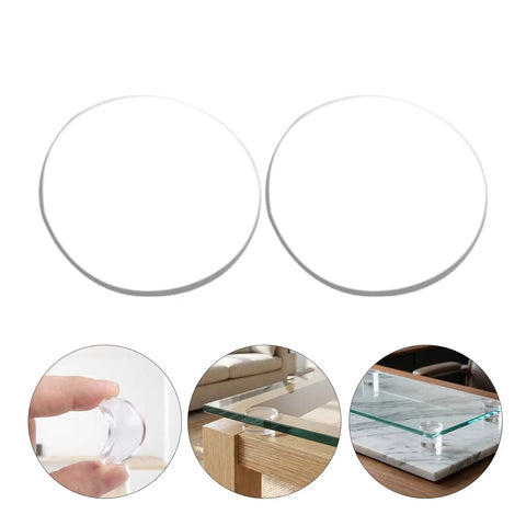 16 Pack Rubber Feet For Glass Furniture Grippy Cushions Dots Soft Spacer Pads shown with glass tabletop support