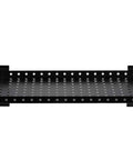 Front view of black Heavy Duty Slatwall Shelf 24 Inch For Retail, Garage, And Home Storage, Slat Wall Hanging Shelf With Strong Support Frame