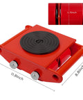 XCFDP Heavy Duty Machinery Skates 6 Ton Moving Dollies with 360 Degree Rotation Swivel Casters. Red steel platform, 11.8 x 8.8 x 4.3 inches.