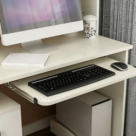 Rock Solid 14 Inch Keyboard Drawer Slides With Smooth Ball Bearings Deliver A Quiet Under Desk Pull Out Tray That Glides Like A Dream For Your Daily Grind Workspace, showcasing a keyboard and mouse in use.