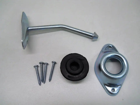 Heavy Duty Door Holder Latch Kit With 4.75 Inch Angled Plunger Rod, Durable Metal Stop For Camper Trailer Entry Doors That Keeps Your Door Open No Sweat And Secure, Silver Finish