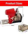 Heavy Duty 125A MRBF Terminal Fuse Block For 58V DC Systems Featuring Single M8 Stud Easy Bolt On Install showing sizes and dimensions.