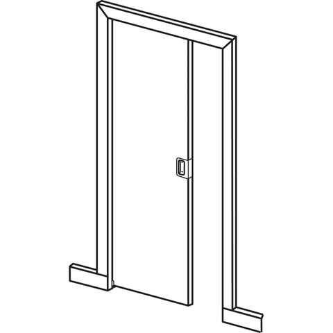 Illustration of pocket door frame for Bi-Fold Door Roller Assembly With 7/8 Inch Convex Plastic Wheels, Steel Bracket And Ball Bearings.