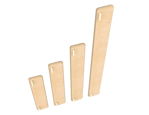 KYDZ Suite Wall Connector for E Height Setup with Pre Drilled Holes and Included Hardware, shown in vertical wooden pieces