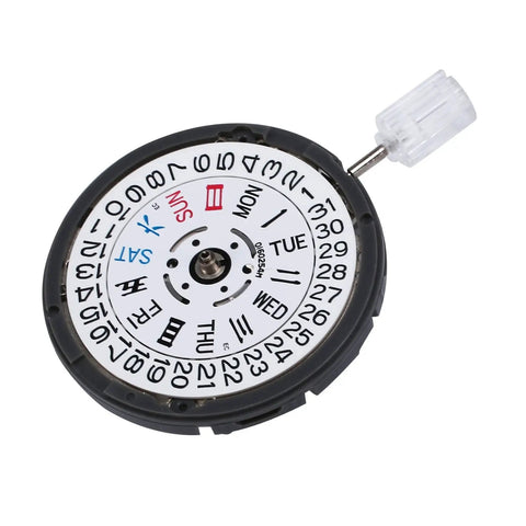 NH36A Automatic Watch Movement Replacement With 24 Jewels and white date wheel crown at three o clock bidirectional winding