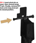 No Sweat Pivot Pin Installation Tool Set featuring detent plunger shows pivot pin insertion step for bike derailleur arm replacement.