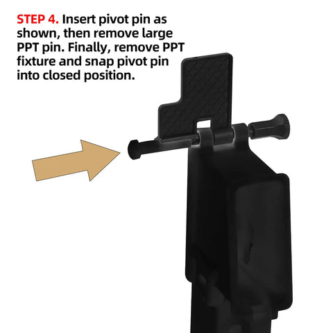 No Sweat Pivot Pin Installation Tool Set featuring detent plunger shows pivot pin insertion step for bike derailleur arm replacement.