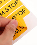 Hand peeling Emergency Stop Label Stickers Set 15 Yellow PVC Decals For Industrial Equipment Panels Weatherproof And Wear Resistant Safety Signs