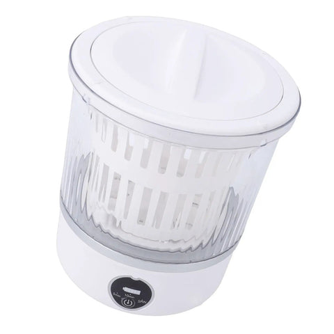 Cordless Portable Washing Machine With 3L Tank Led Touch Screen Plus 6000Mah Battery For Travel Camping And Road Trips Smooth On The Go Laundry Cleanup No Sweat Design in white with visible control panel.