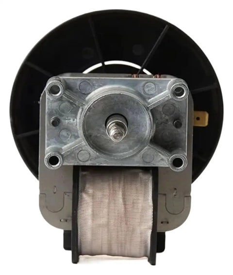 Front view of UL Certified 115V High Torque Oven Fan Motor For Drying Box and Lab Equipment showing metal casing and wire.