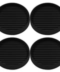Four Pack Three Inch Round Rubber Furniture Caster Cups Delivering Real Floor Defense With Scratch Safe Cushioning And Dead Stop Grip.