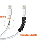 12 Piece Silicone Spiral Charging Cable Protectors For Micro USB And USB Cords, black protector on cable extending product life