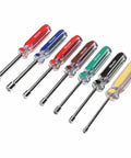 Color Coded SAE Nut Driver Set, 7-piece with 1/2, 7/16, 3/8, 11/32, 5/16, 1/4, 3/16 inch sizes, handy color handles.