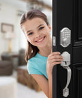 Keyless Entry Door Lock With Handle Electronic Keypad Deadbolt For Front Doors Auto Lock 1 Touch Locking Satin Nickel
