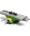 Precision Aluminum Alloy Work Table With Zero Hassle Dovetail Slides For Bench Drill, green base, 190mm x axis, 67mm y axis.