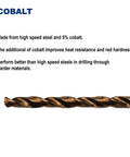 Twist drill bits, cobalt steel M35, 1/8-inch, jobber length, pack of 12