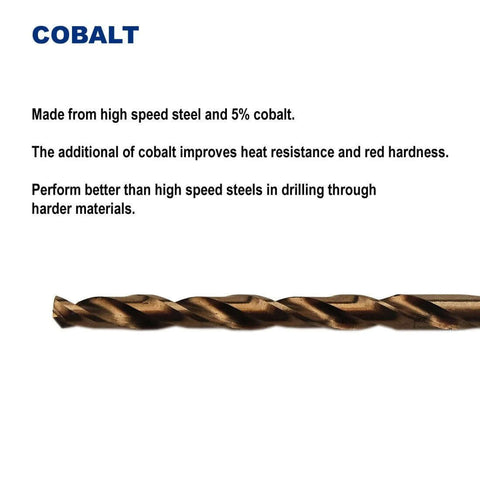 Twist drill bits, cobalt steel M35, 1/8-inch, jobber length, pack of 12