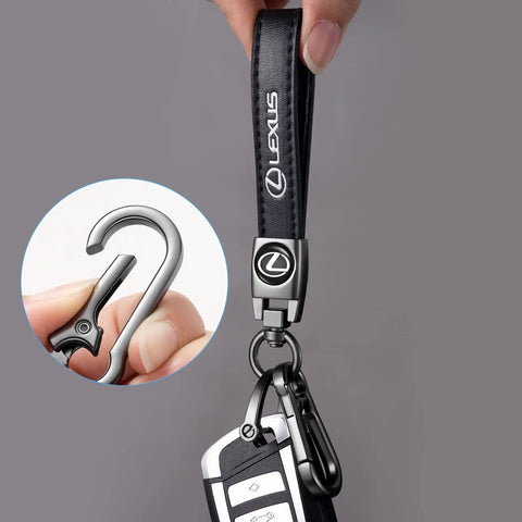Lexus Genuine Leather Key Chain For RX ES GS LS NX RS GX LX RC LC RX350 IS250 GX460 Black Key Ring with zinc alloy hook detail