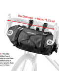 Black Built To Last Bikepacking Handlebar Bag 7 To 14 Liter Waterproof Dry Pack on road bike with handlebar distance instructions