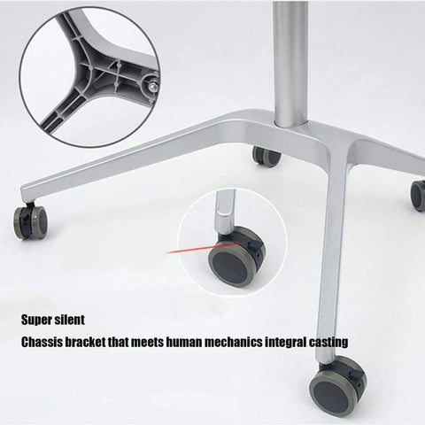 Rolling Laptop Desk With Adjustable Height Stand Ergonomic Portable Workstation For Home Office Gaming Setup showing its quiet, sturdy wheels and chassis detail.