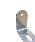 Beefy Galvanized Steel Roller Bracket For One Quarter Inch Round Axle Support with visible slotted mounting hole