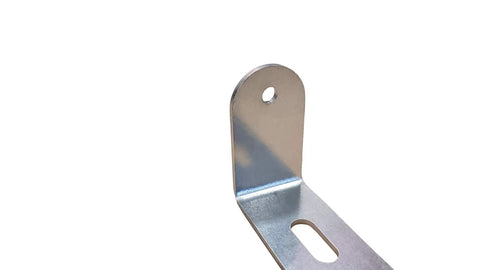 Beefy Galvanized Steel Roller Bracket For One Quarter Inch Round Axle Support with visible slotted mounting hole