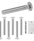 304 Stainless Steel Machine Screws 50 Piece Pack Of Standard 6-32 Thread By One Inch Extra Long Outlet Screws for deep box installation.