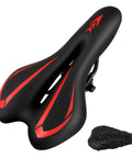 Gel Bike Seat For Men And Women With Waterproof Cover, Breathable Cushion Saddle, Red Design, Side View Image