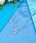 18K Gold Plated Flat Head Pins 400 Pcs Golden Eye Pins Jewelry Head Pins 35mm Length 22 Gauge for Craft DIY Earrings Bracelet Necklace Jewelry Making Supplies, shown with bead jewelry