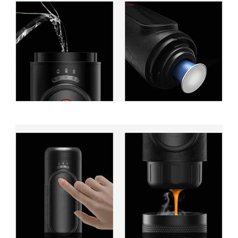 Mini Portable Espresso Machine For Outdoors And Home, Automatic Capsule Coffee Maker With 12 Bar Pressure, Fast Warm Up.