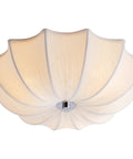 White Fabric Drum Shade Flush Mount Ceiling Light Fixture Three Light Modern Chandelier with warm glow