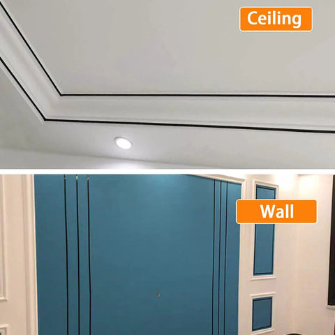 Ceiling and wall with Slick Self Adhering Stainless Steel Black Metalized Wall Trim Molding With Mirror Like Finish Peel And Stick