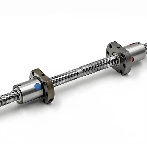 Left And Right Handed Ball Screw SFU2505 1900mm Dual Direction Lead Screw with 2 Ball Nuts, close-up view for CNC systems