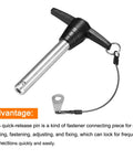 Heavy Duty Stainless Steel T Handle Locking Pin With Push Button Quick Release And Lanyard, Five Eighths Inch Pin Diameter
